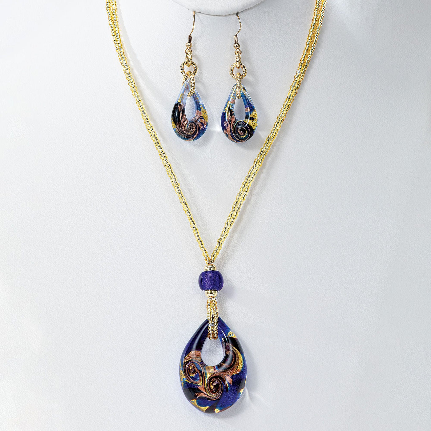 Drops Of Blue Murano Glass Necklace
