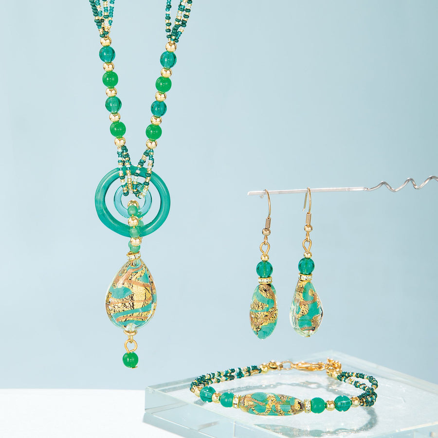 Triple The Beauty Murano Glass 3 Piece Jewelry Set