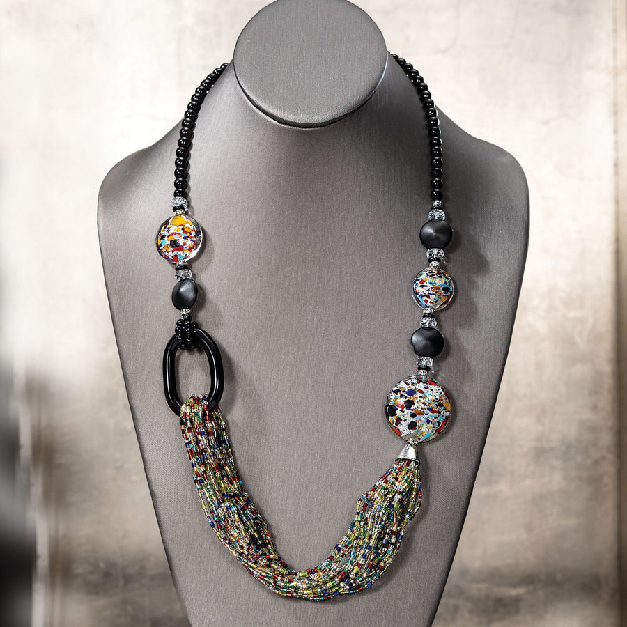 Silver Bliss Murano Glass Multi-Strand Necklace