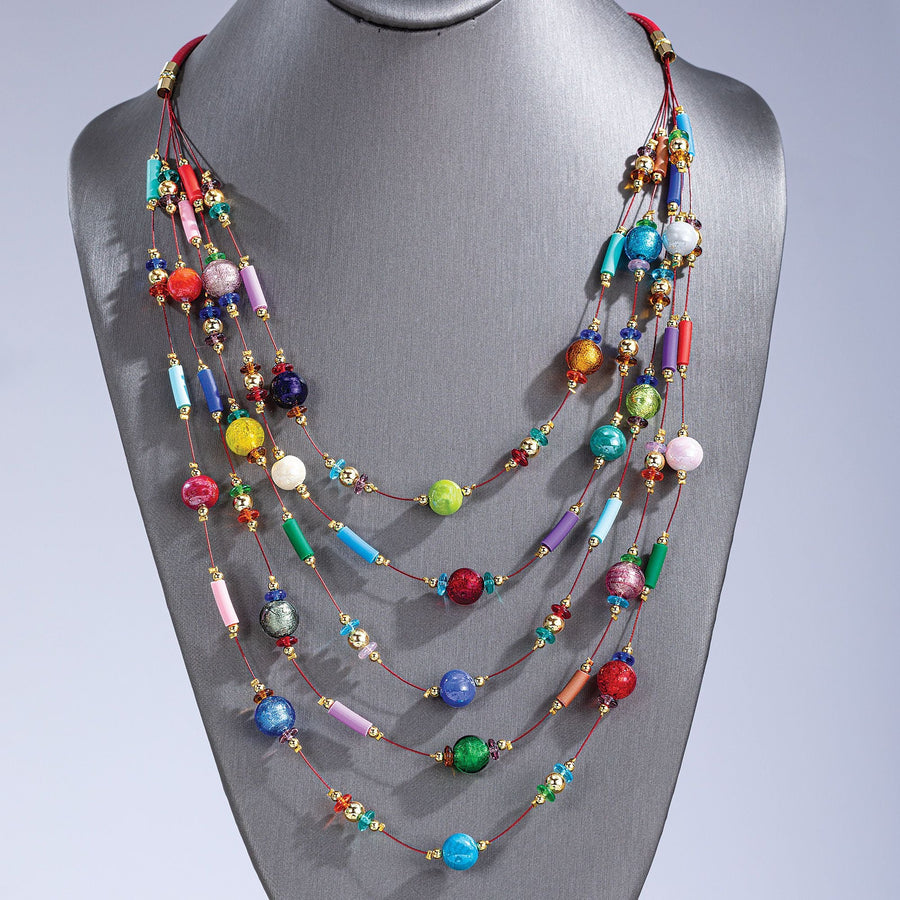 Candy-Colored Rainbow Murano Glass Necklace