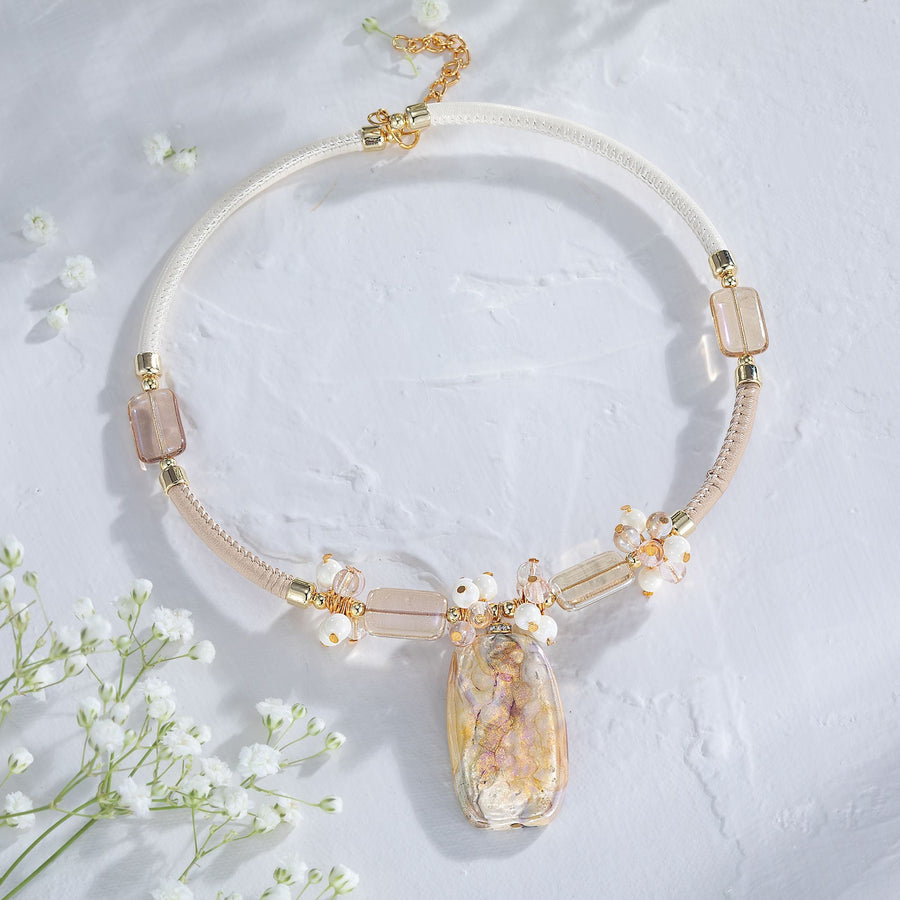 Ivory Haze Murano Glass Necklace