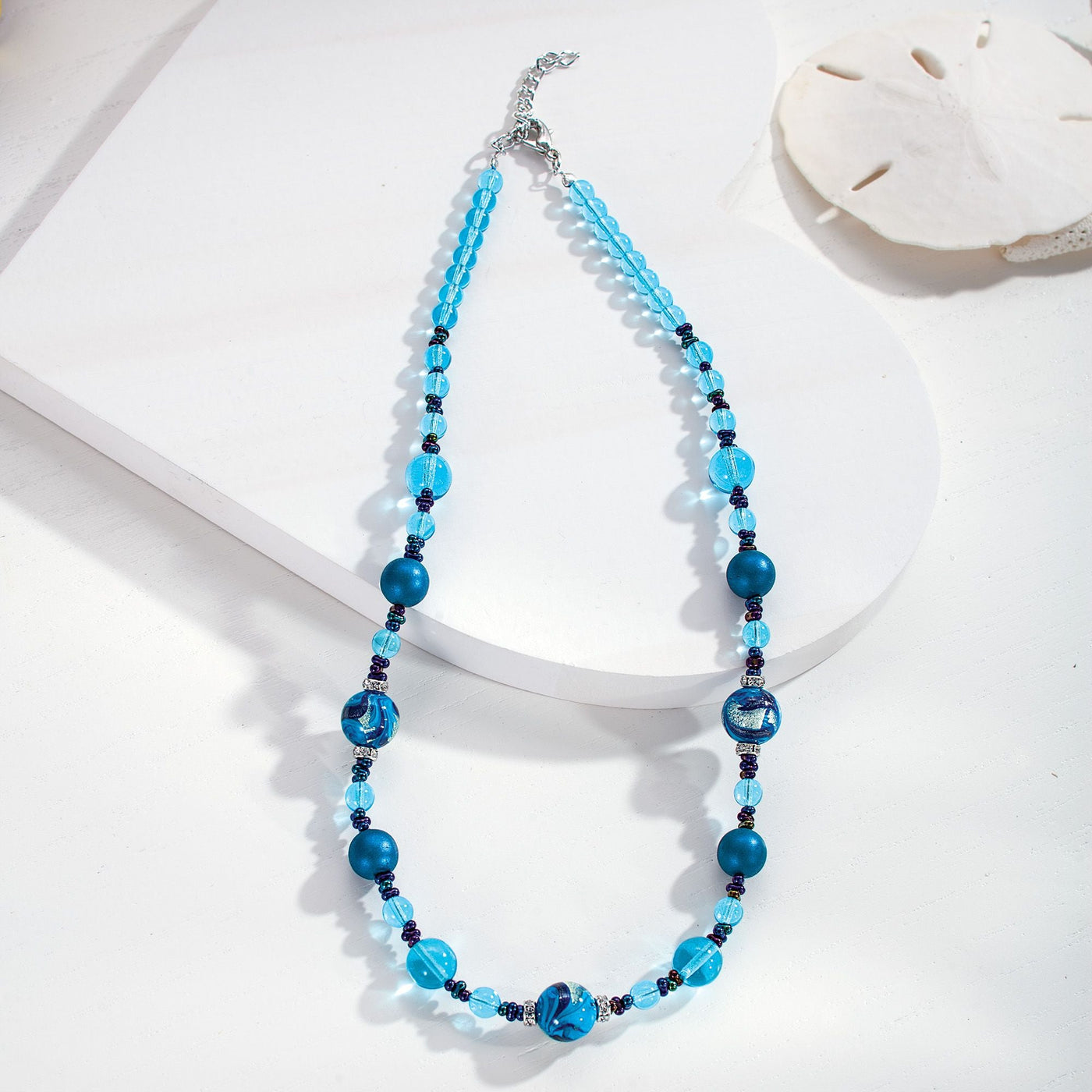 Murano Glass Aqua Blue Beaded Necklace