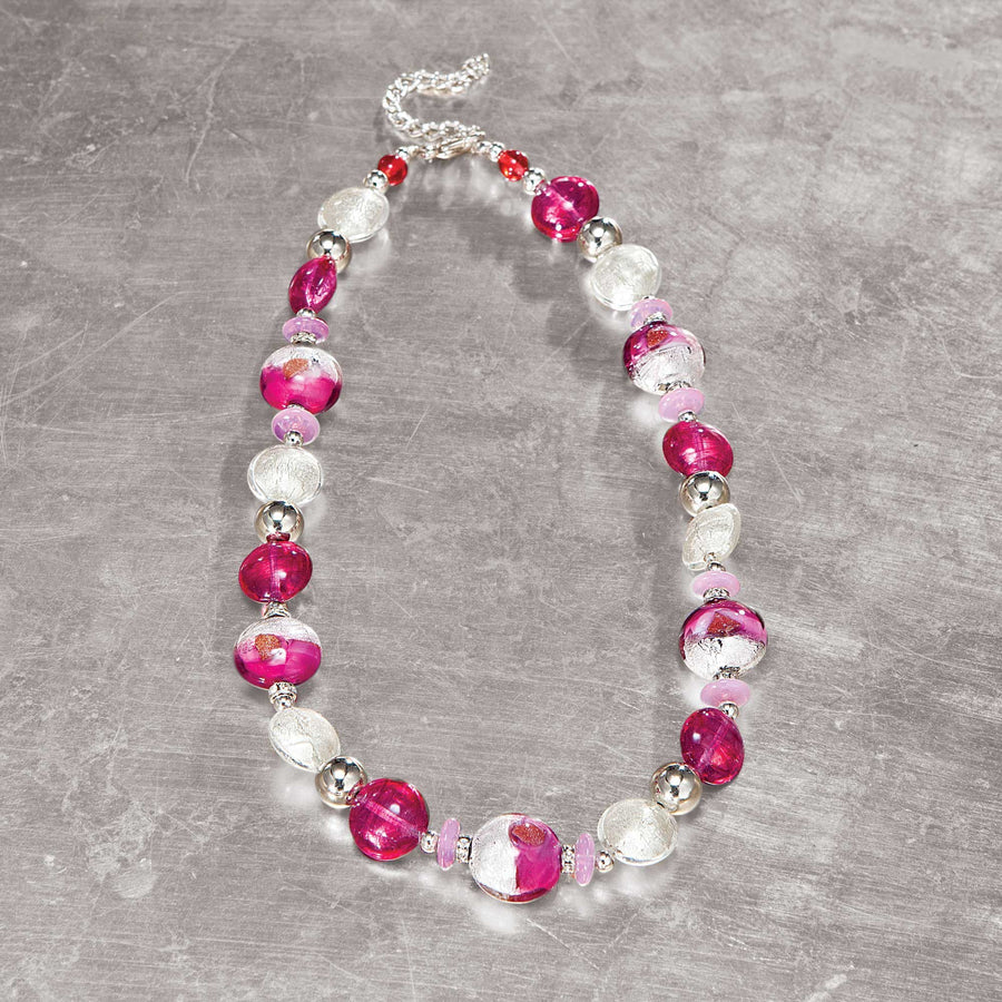 ''Pink Sparkle'' Murano Glass Necklace