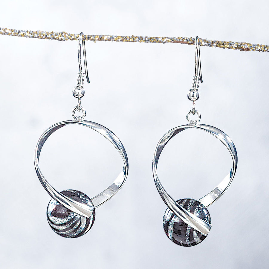 Zebra-Striped Murano Glass Earrings