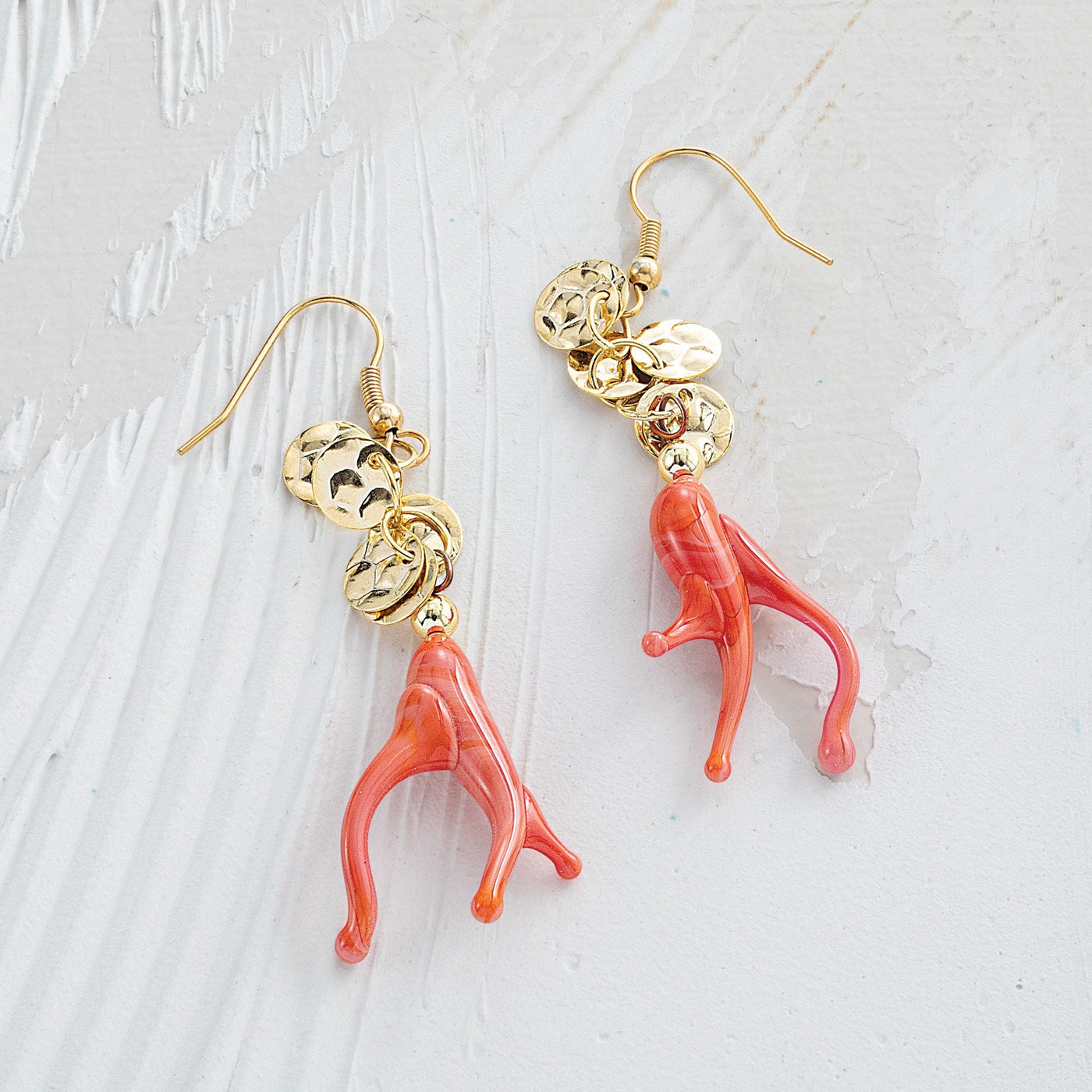 Vibrant Sealife Murano Glass Coral Earrings