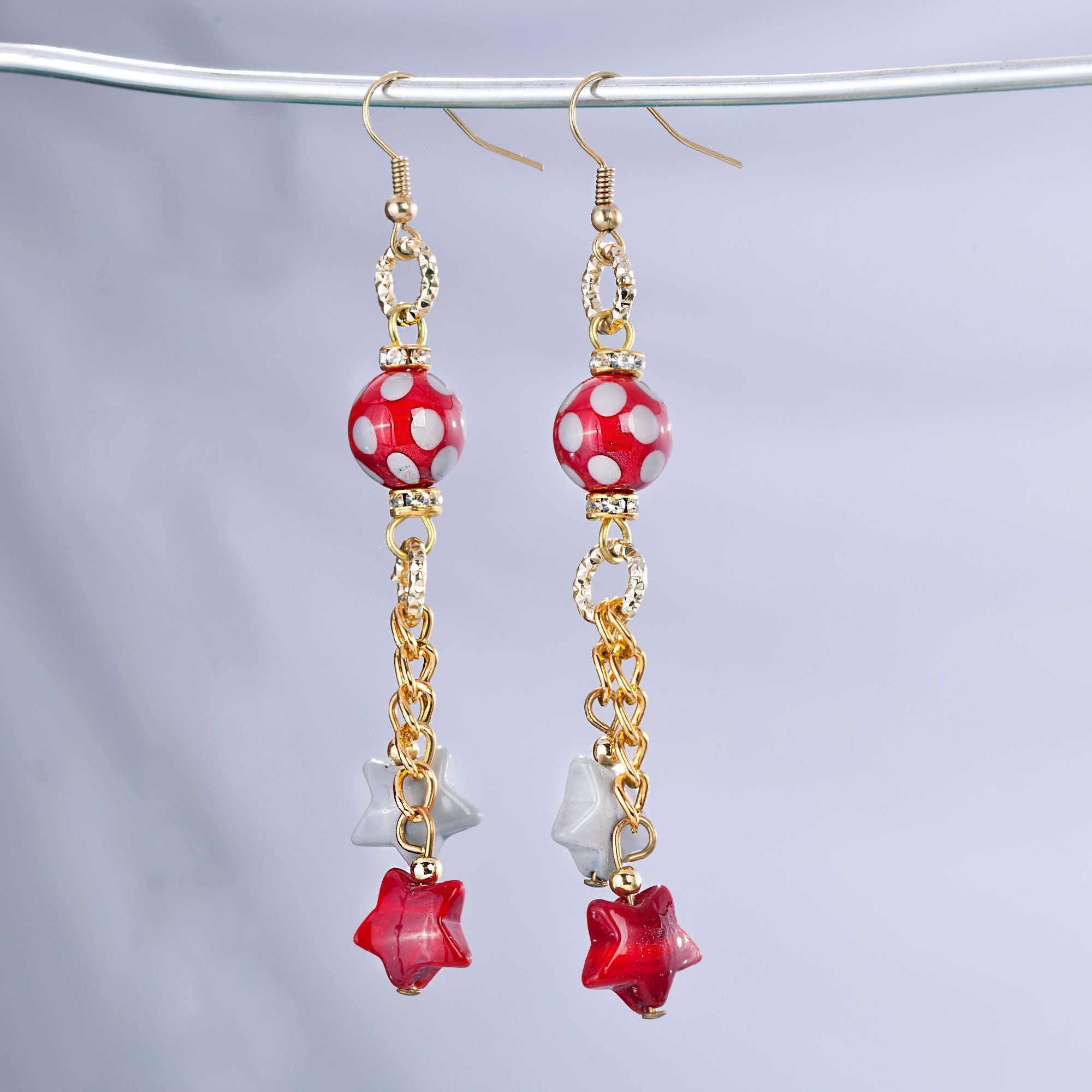 Murano Glass Red Star Earrings