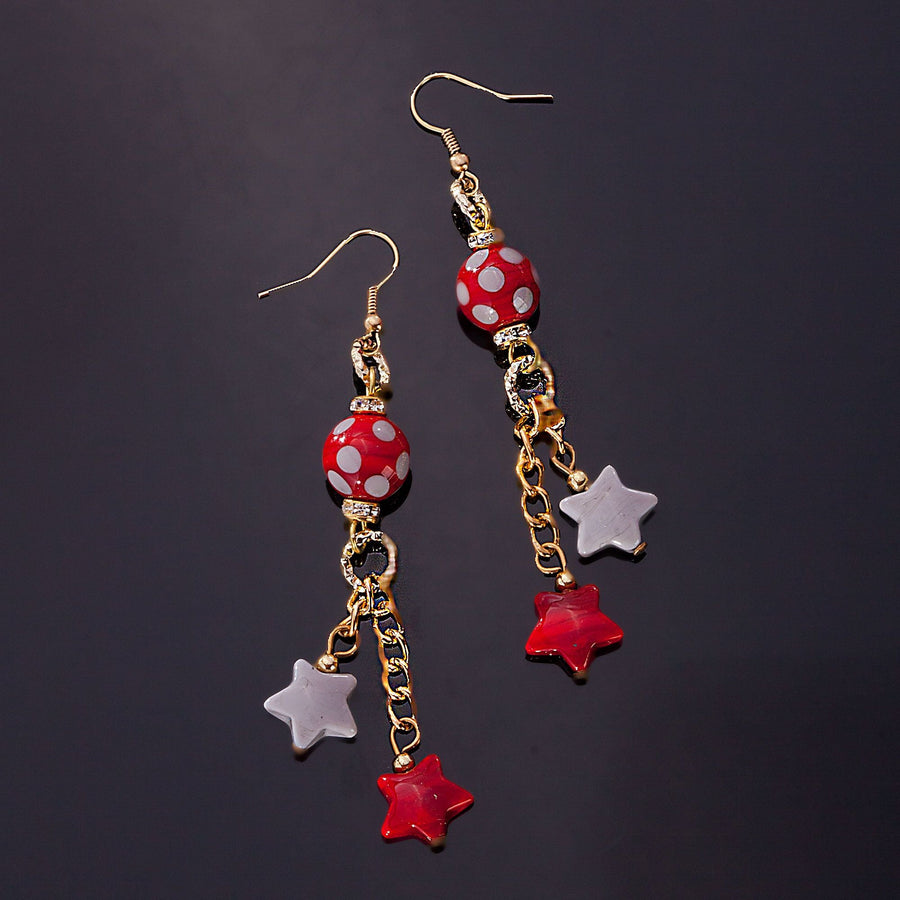 Murano Glass Red Star Earrings