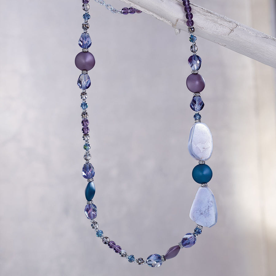 ''Moonlit Dream'' Murano Glass & Chalcedony Necklace