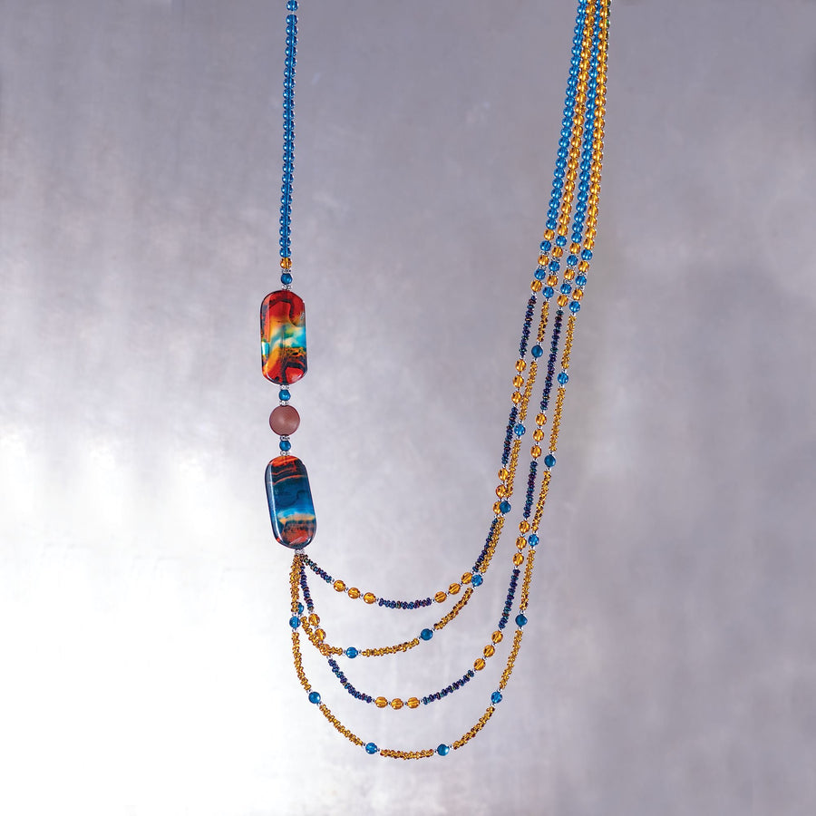 Murano Glass & Agate ''Sea & Sand'' Necklace
