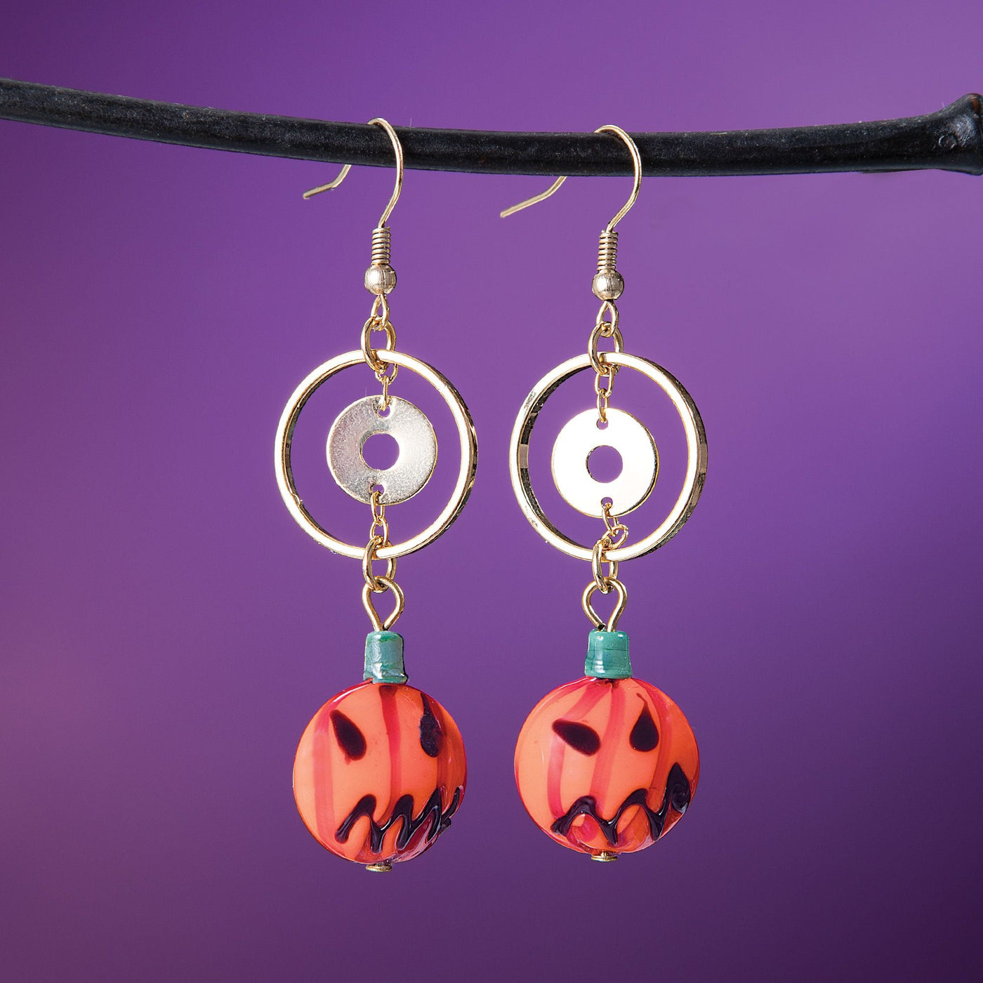 Fun & Frightening Murano Glass Pumpkin Earrings
