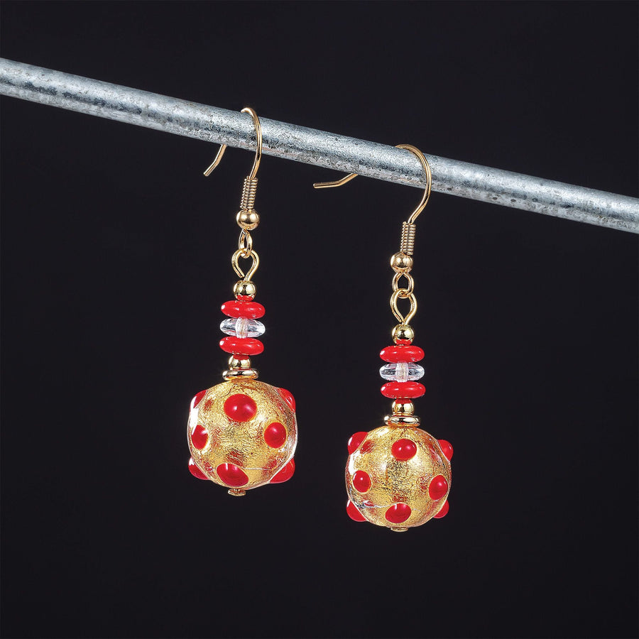 Holiday Glow Red Murano Glass Earrings
