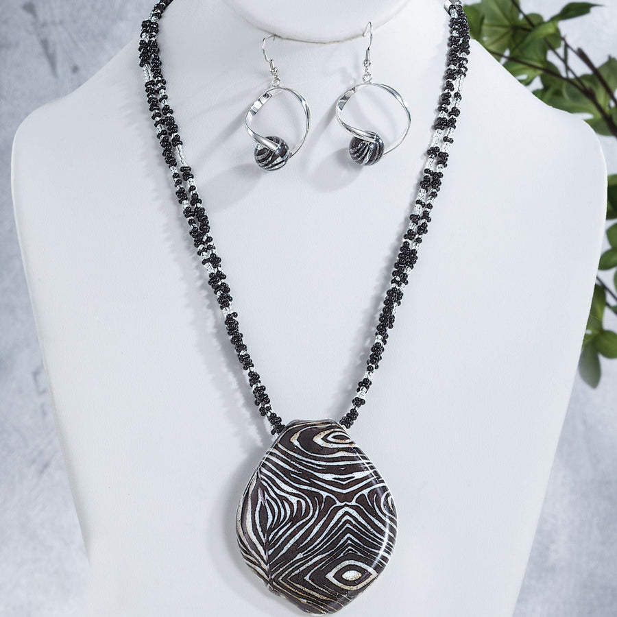 Zebra-Striped Murano Glass Necklace