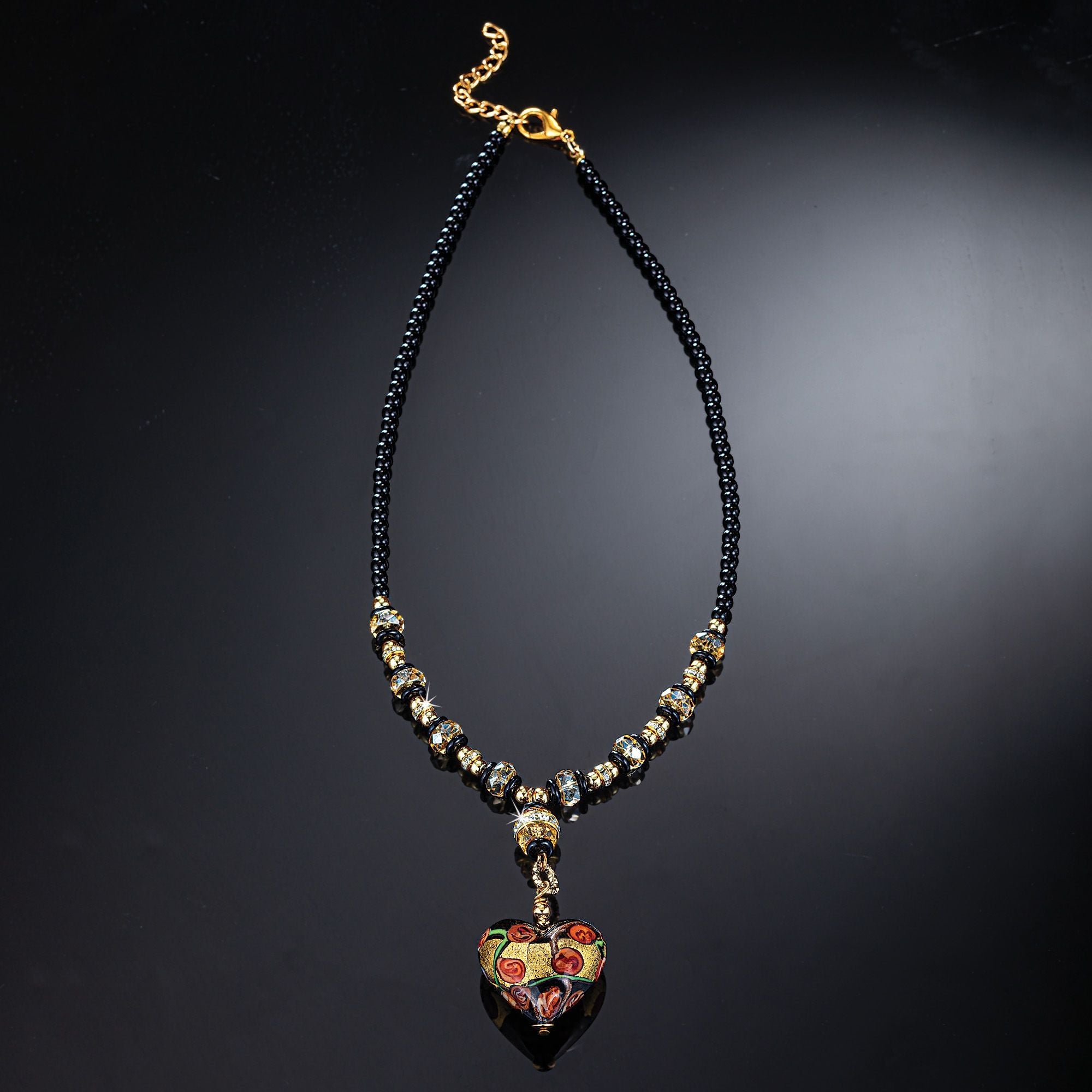 Red Rose Murano Glass Heart Necklace | Uno Alla Volta