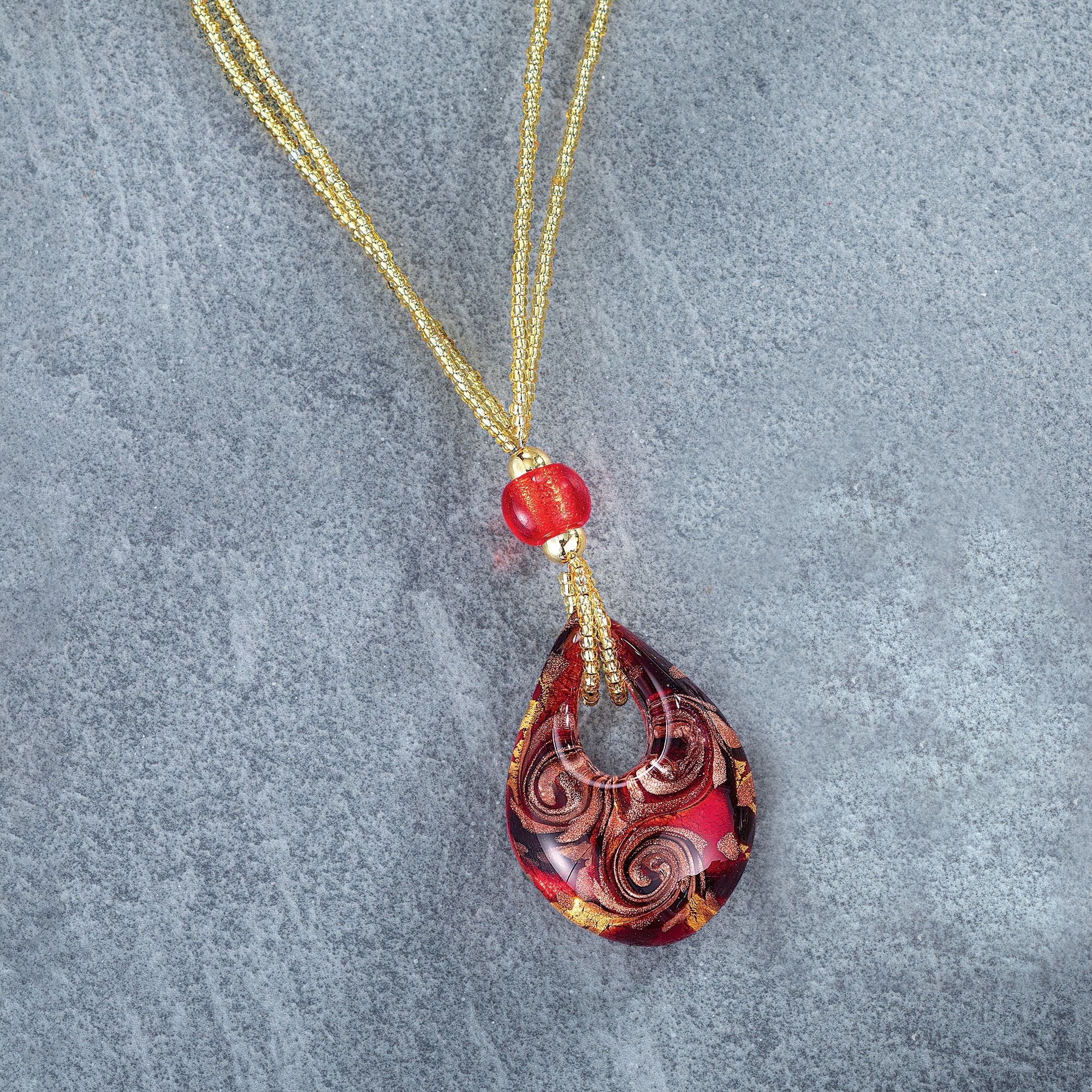 Red Sparkle Murano Glass Necklace