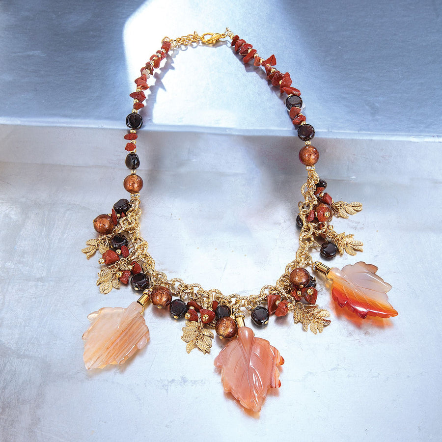 Glistening Leaves Murano Glass & Topaz Necklace