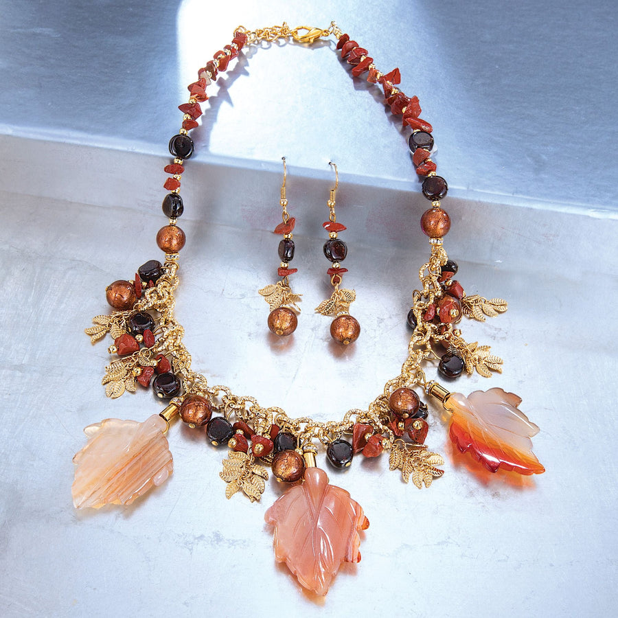 Glistening Leaves Murano Glass & Topaz Necklace