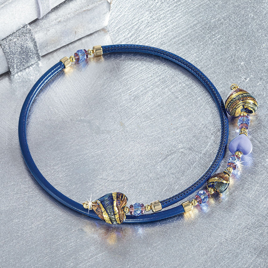 Blue Heart Murano Glass Necklace