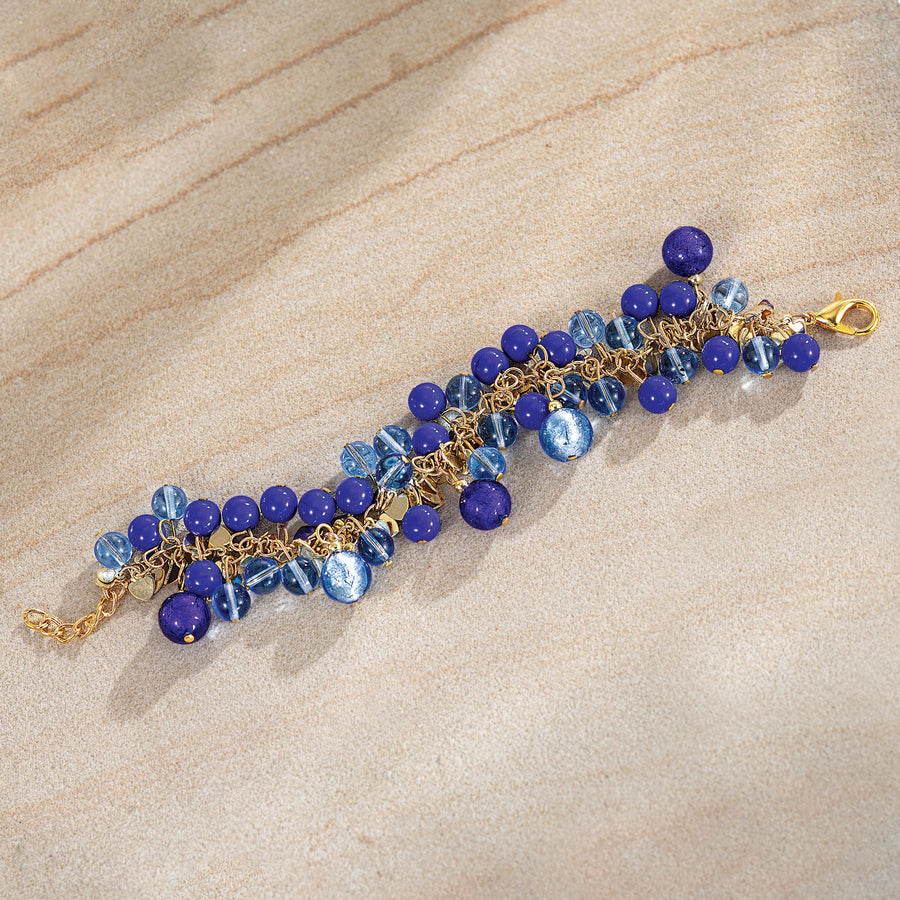 Blue Sparkling Murano Glass Charm Bracelet