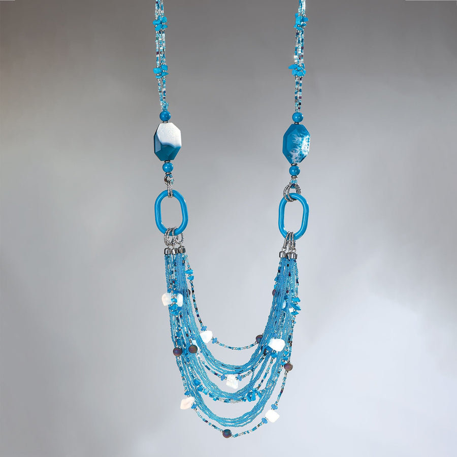 Strands Of Blue Murano Glass Necklace