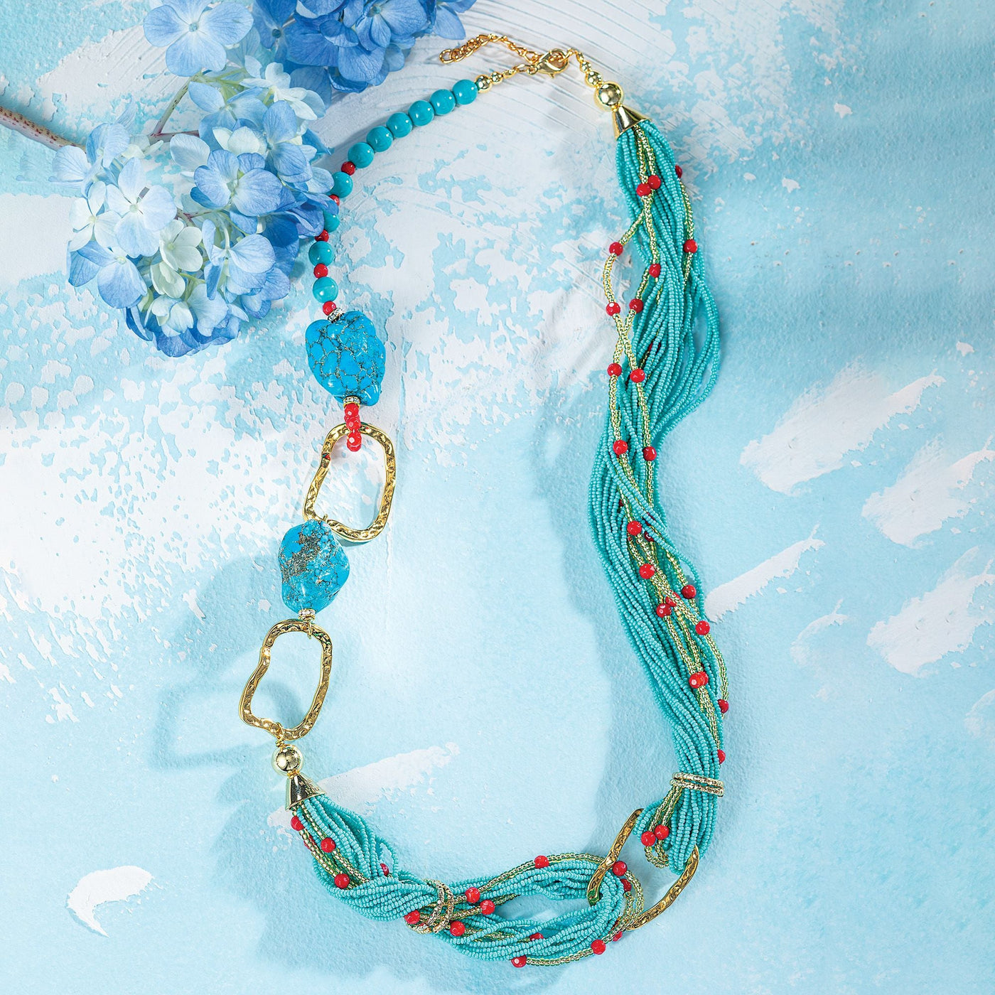 Twisted Turquoise Murano Glass Necklace