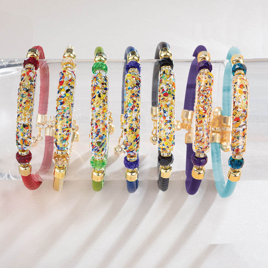 Murano Glass Above The Curve Purple Leather Bracelet