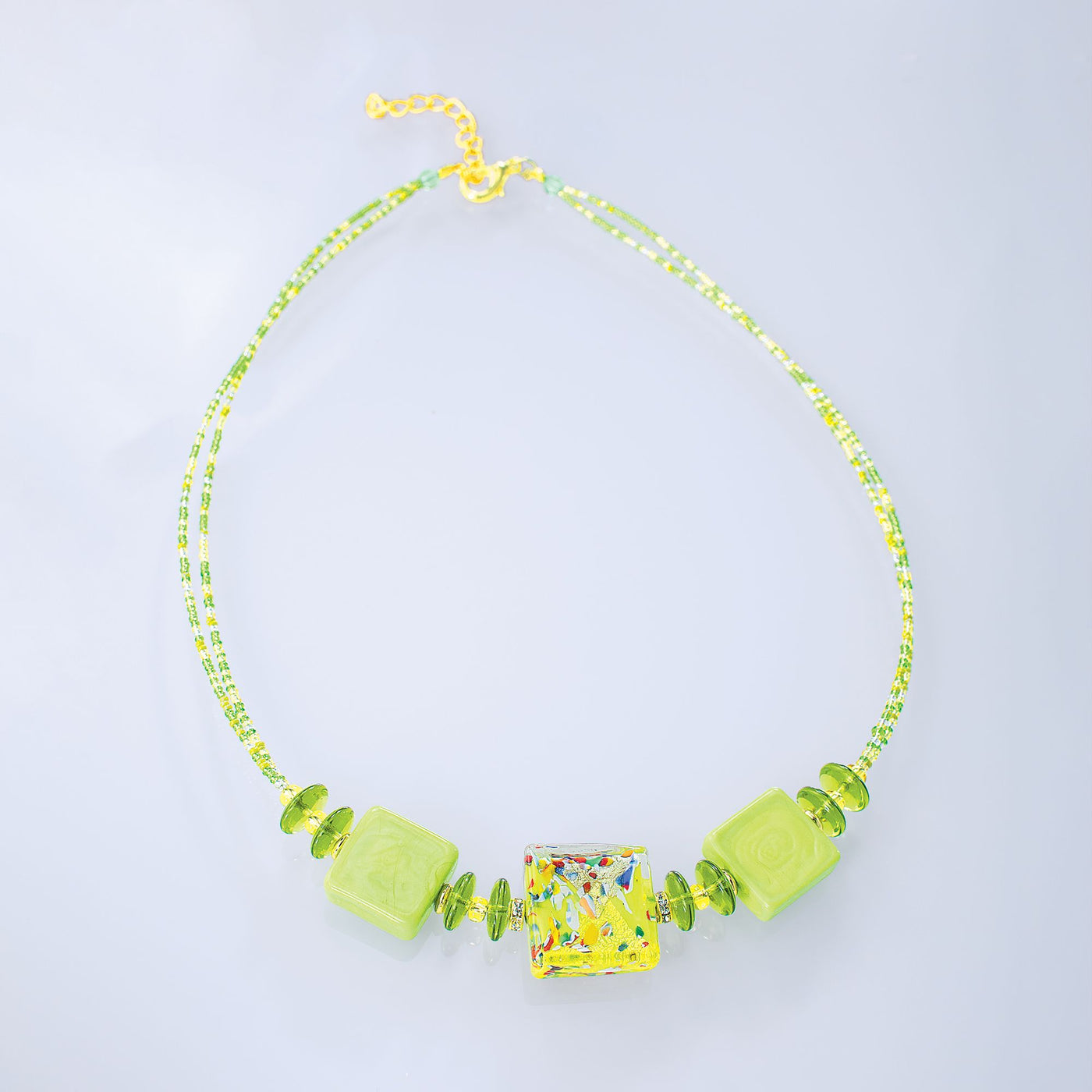 Murano Glass Green Fair & Square Necklace