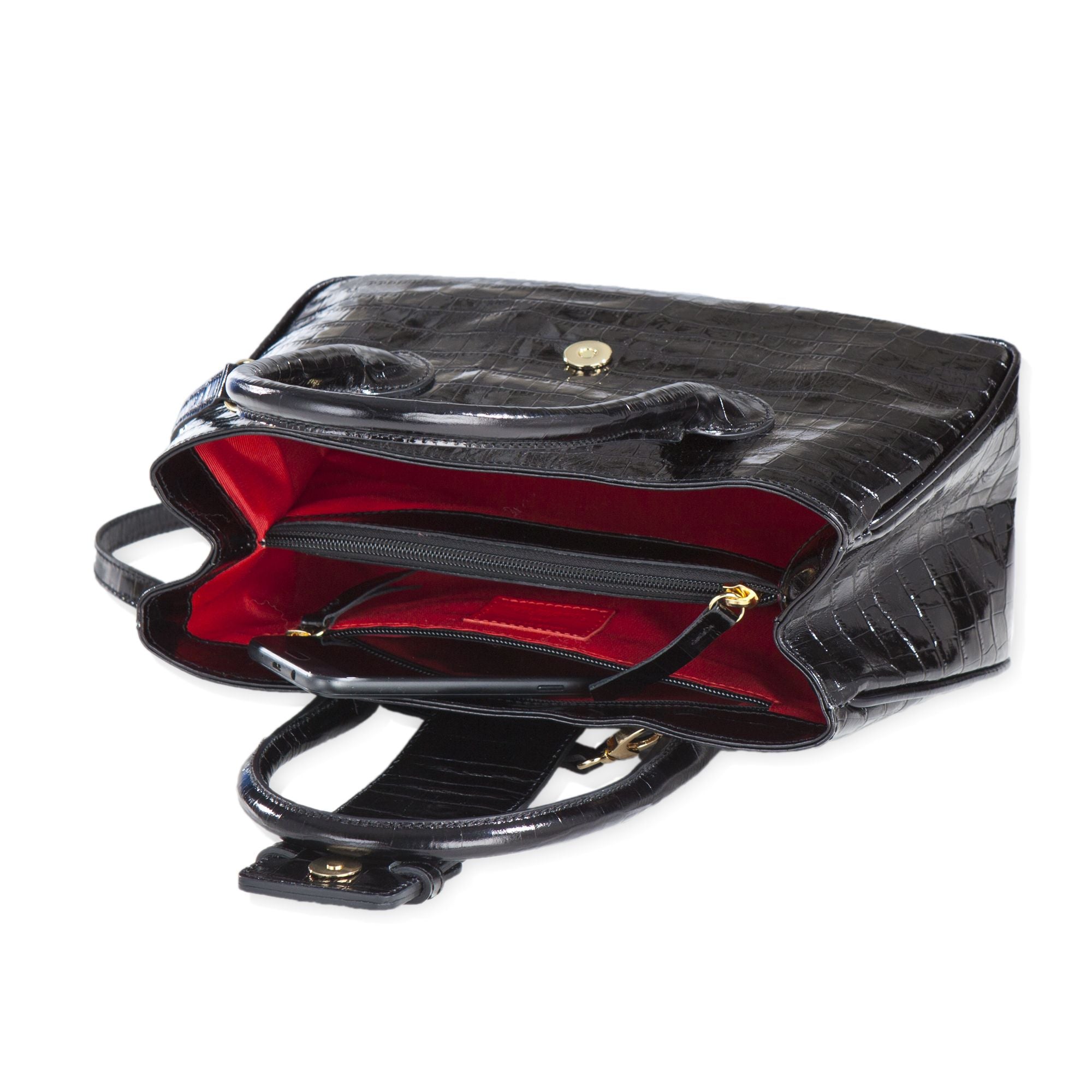 Florentine Leather Black Uffizi Satchel