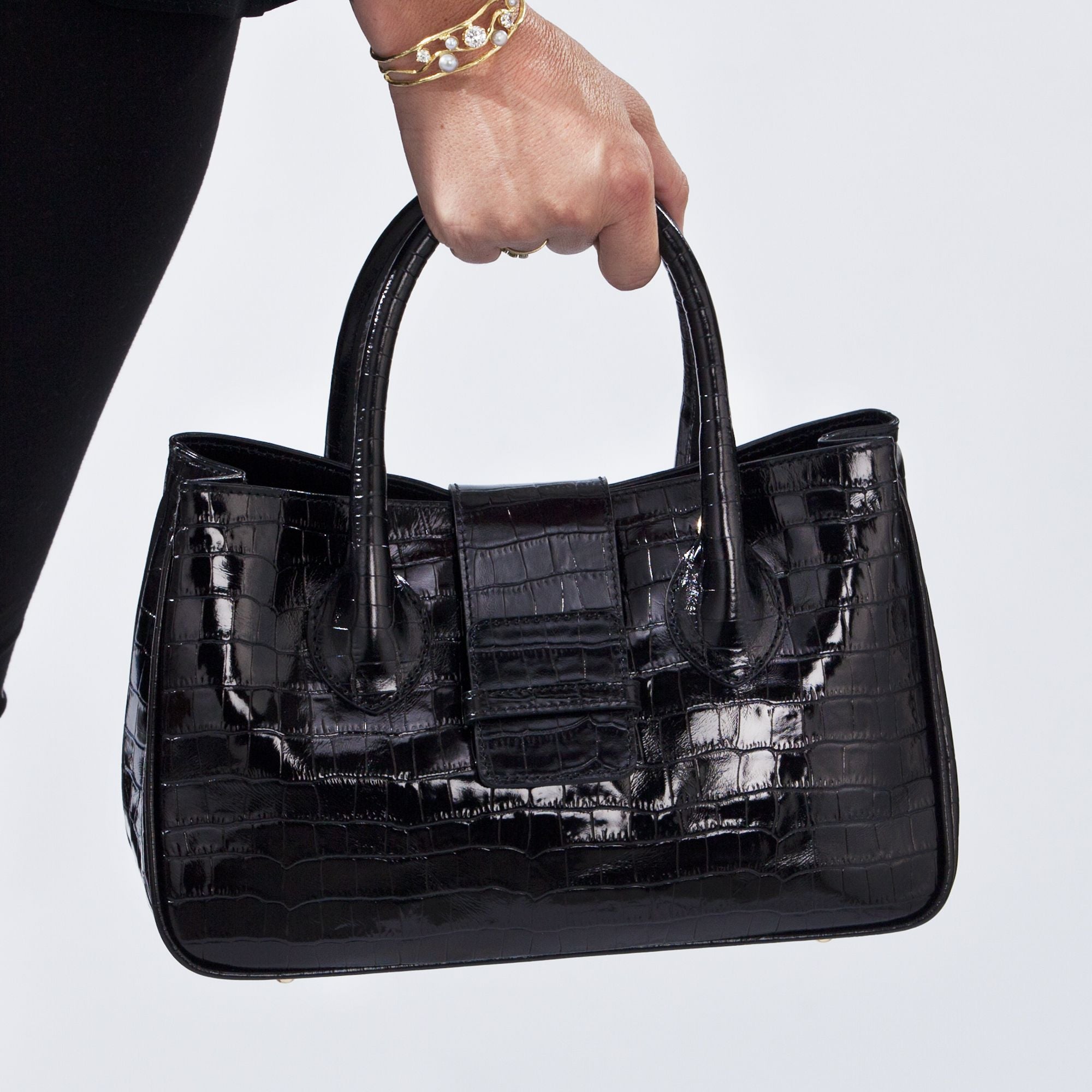 Florentine Leather Black Uffizi Satchel