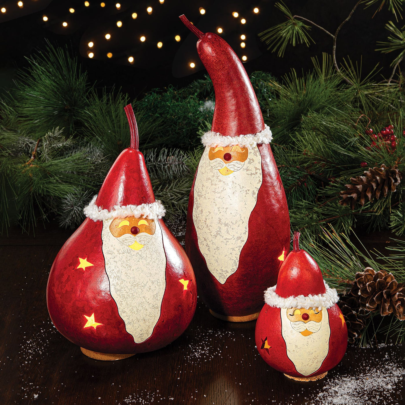 Skinny Santa Claus Handcrafted Gourd