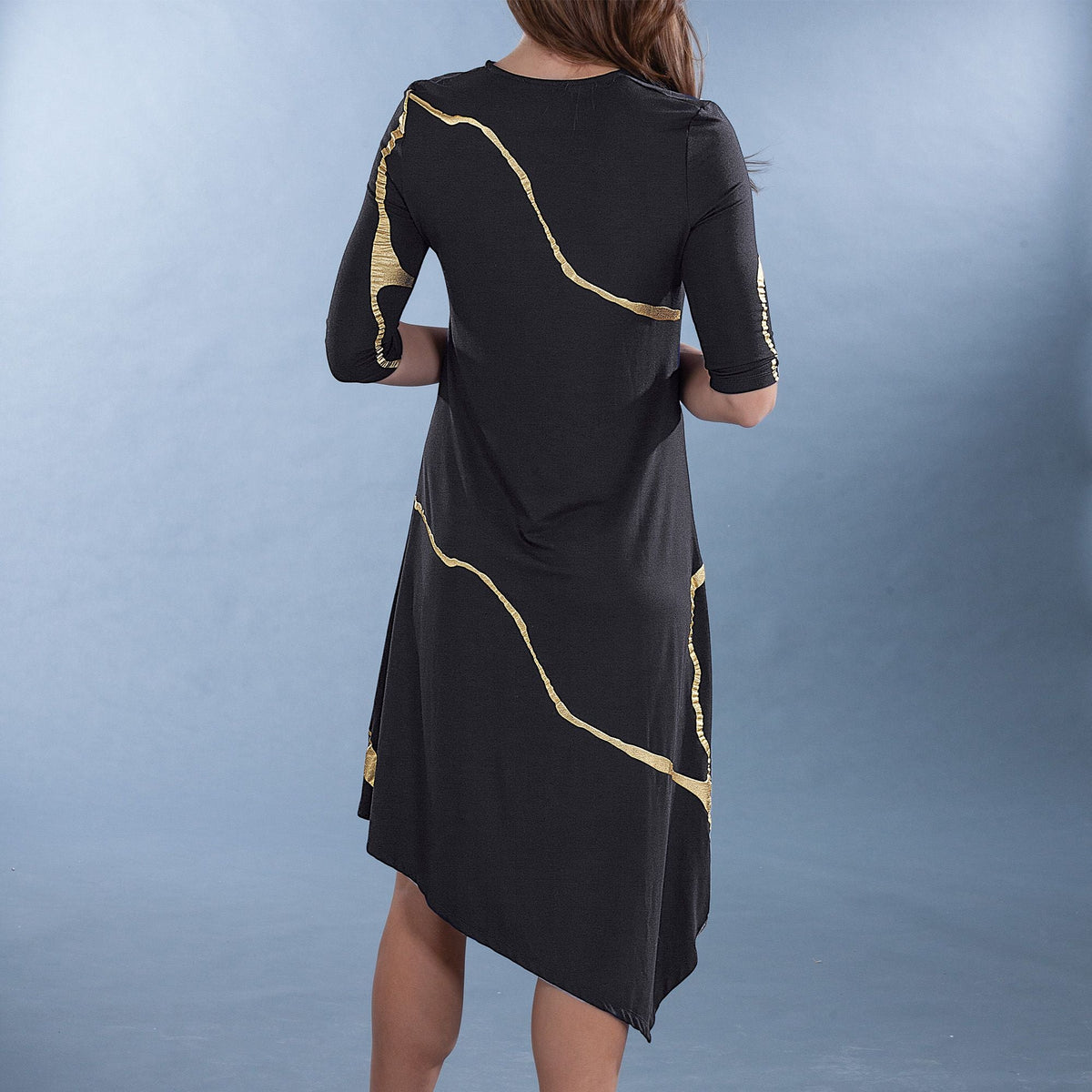 Kintsugi Inspired Black Dress S 4-6
