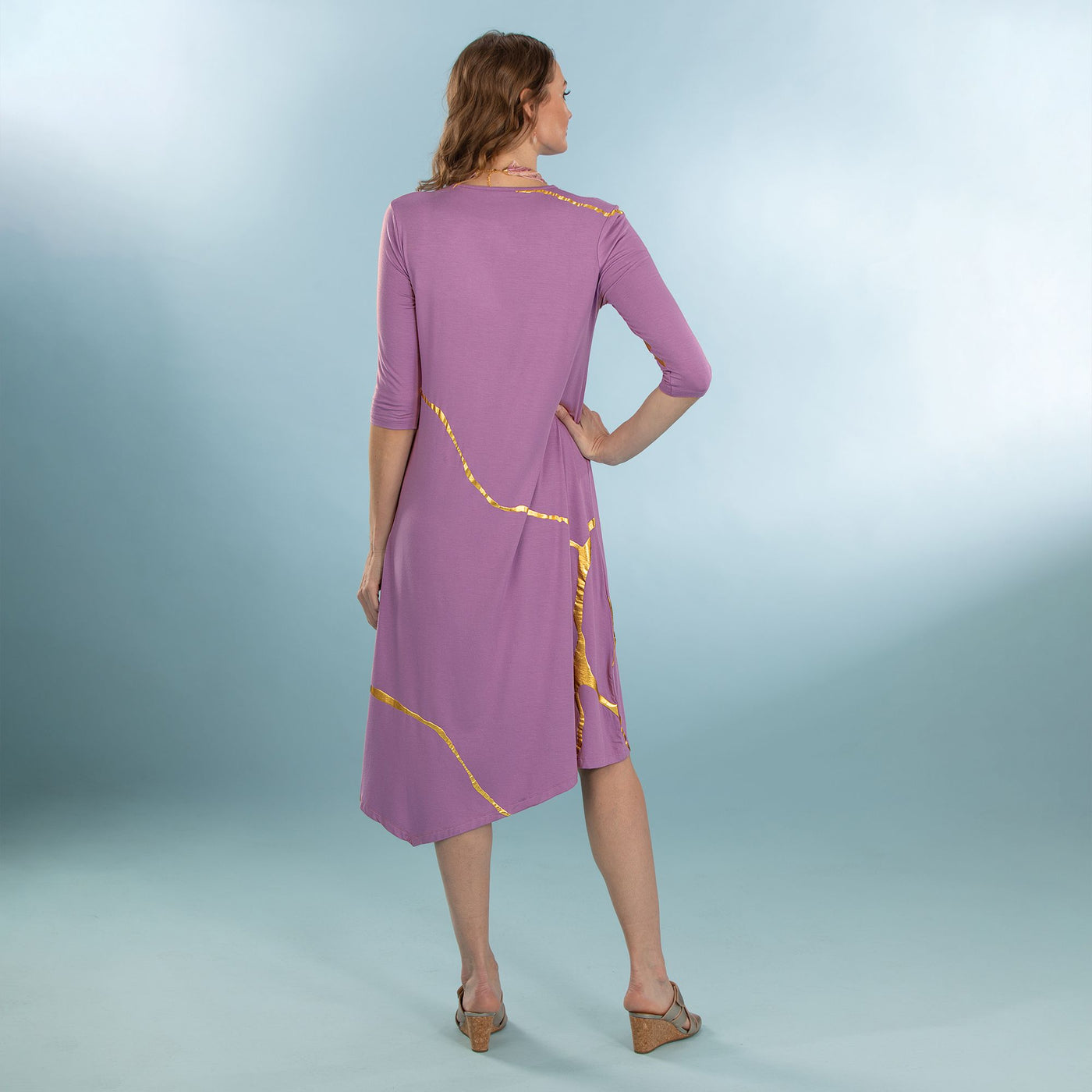 Kintsugi-Inspired Lilac Dress