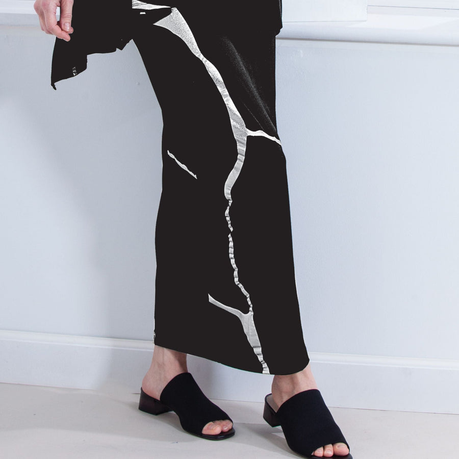 Kintsugi Inspired Black & Silver Maxi Skirt