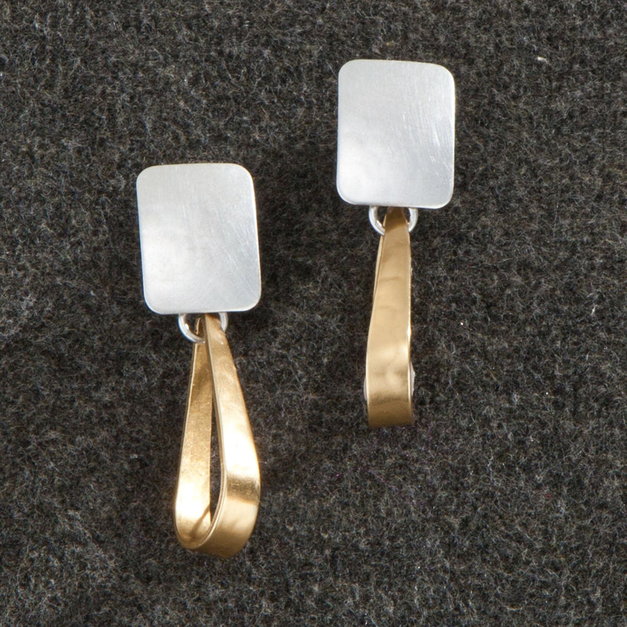 Marjorie's Mixed Metal Square Clip-On Earrings