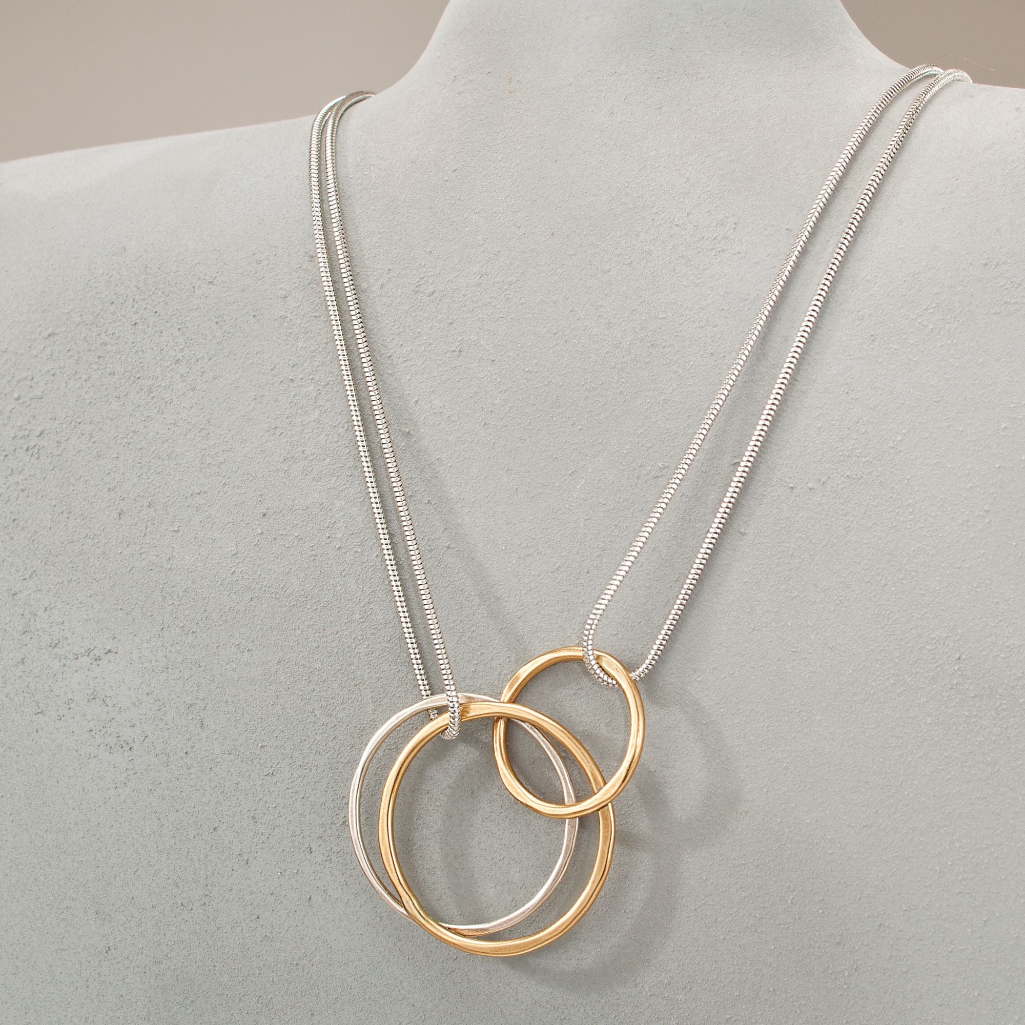 Mixed Metal Joining Circles Necklace