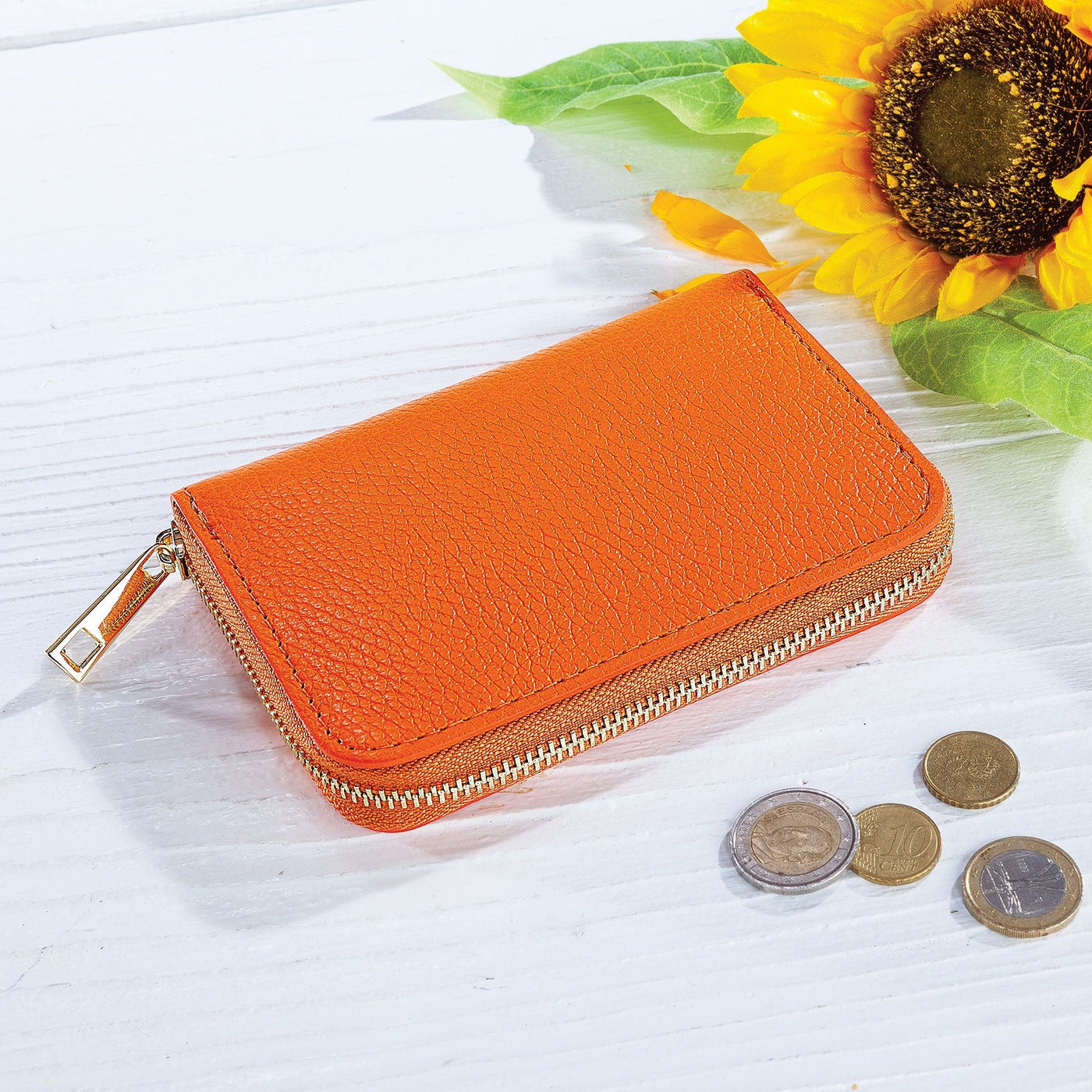 Italian Leather Orange Wallet