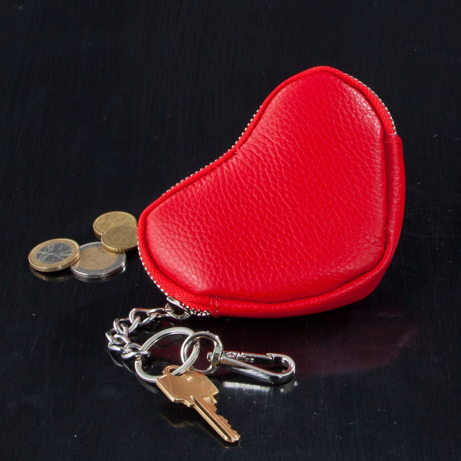 Italian Leather Red Heart Coin Purse