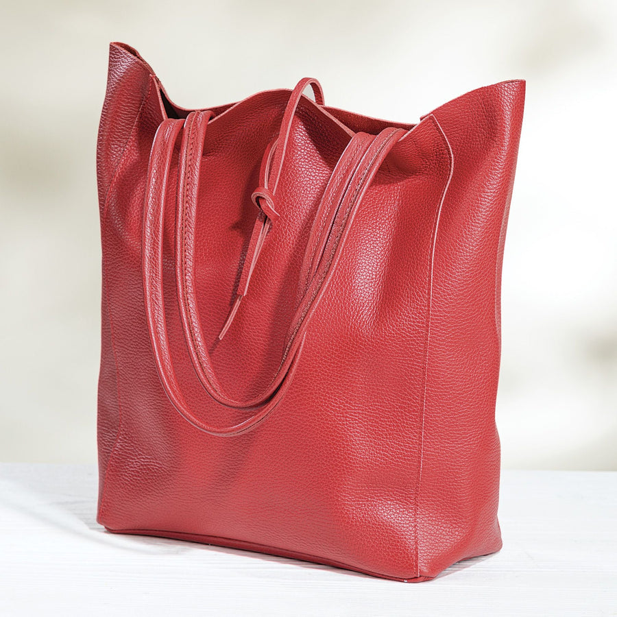 Italian Leather Francesca Red Tote