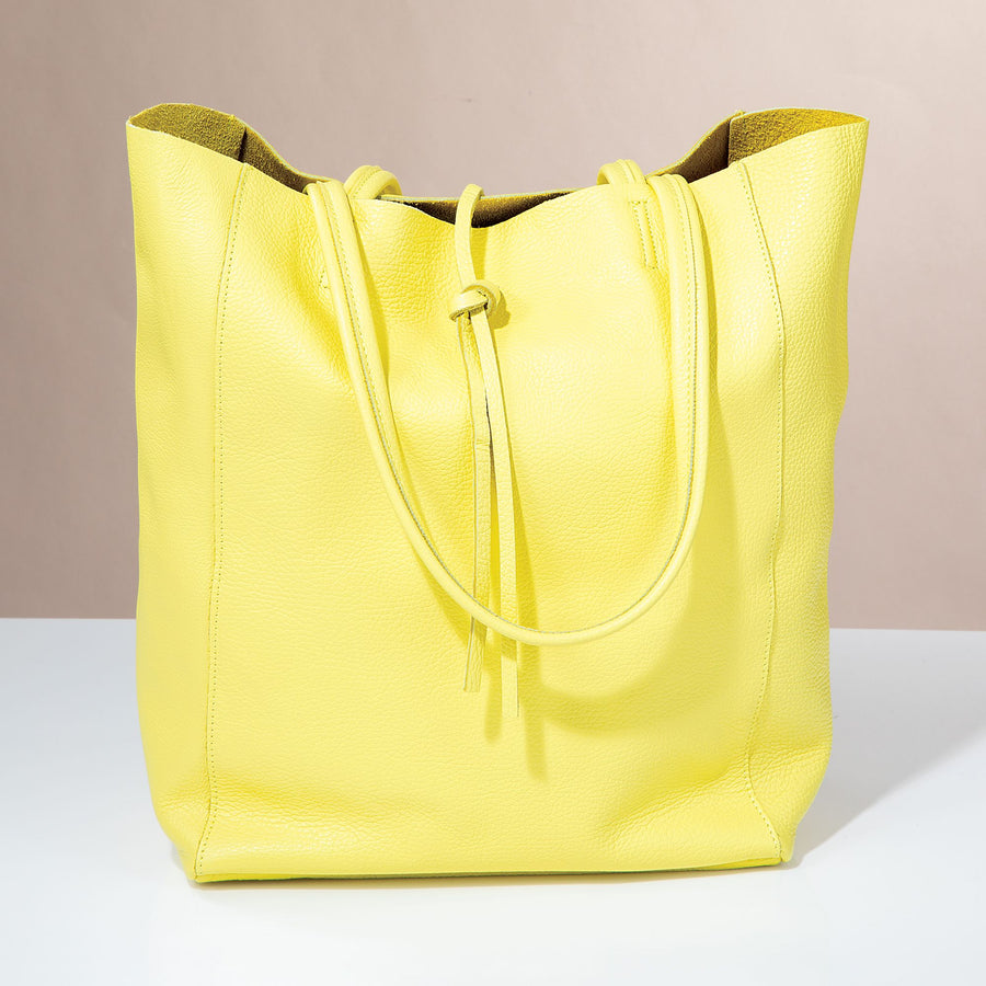 Francesca Italian Leather  Sunny Yellow Tote
