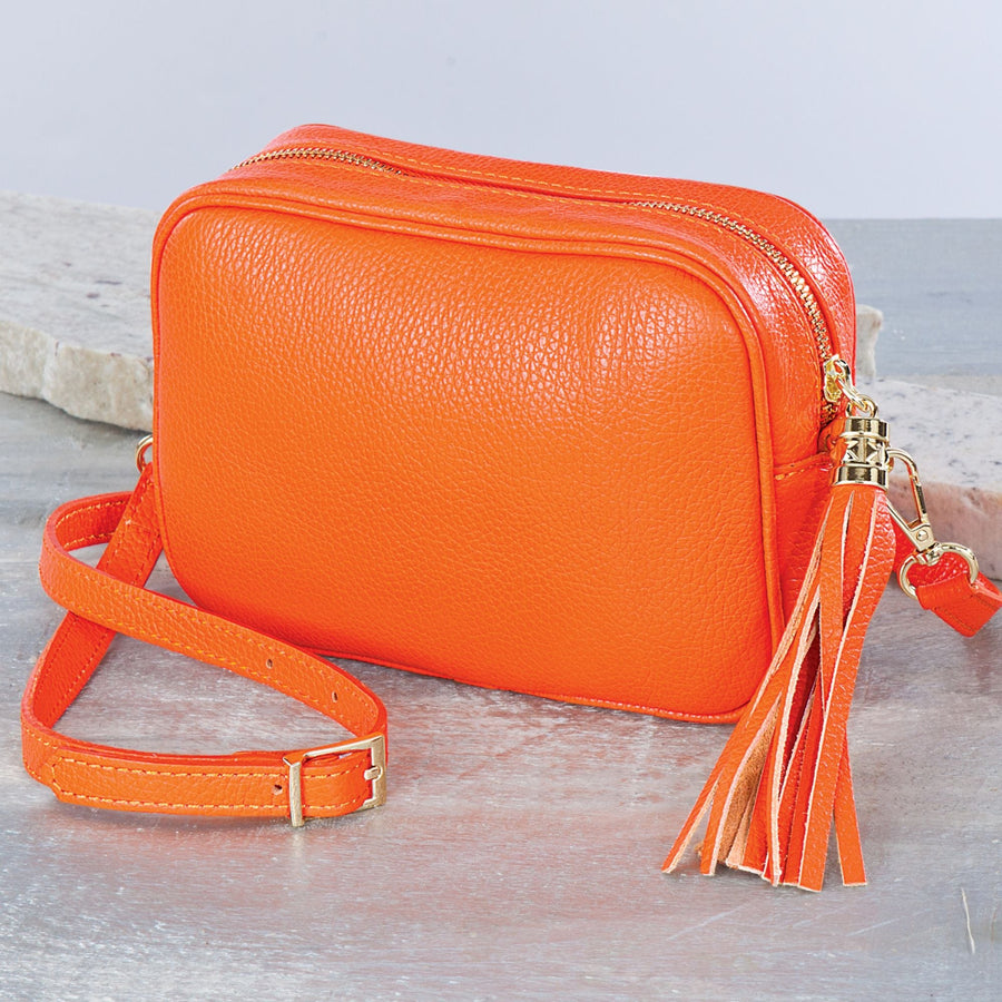 Italian Leather ''Lago di Garda'' Orange Crossbody