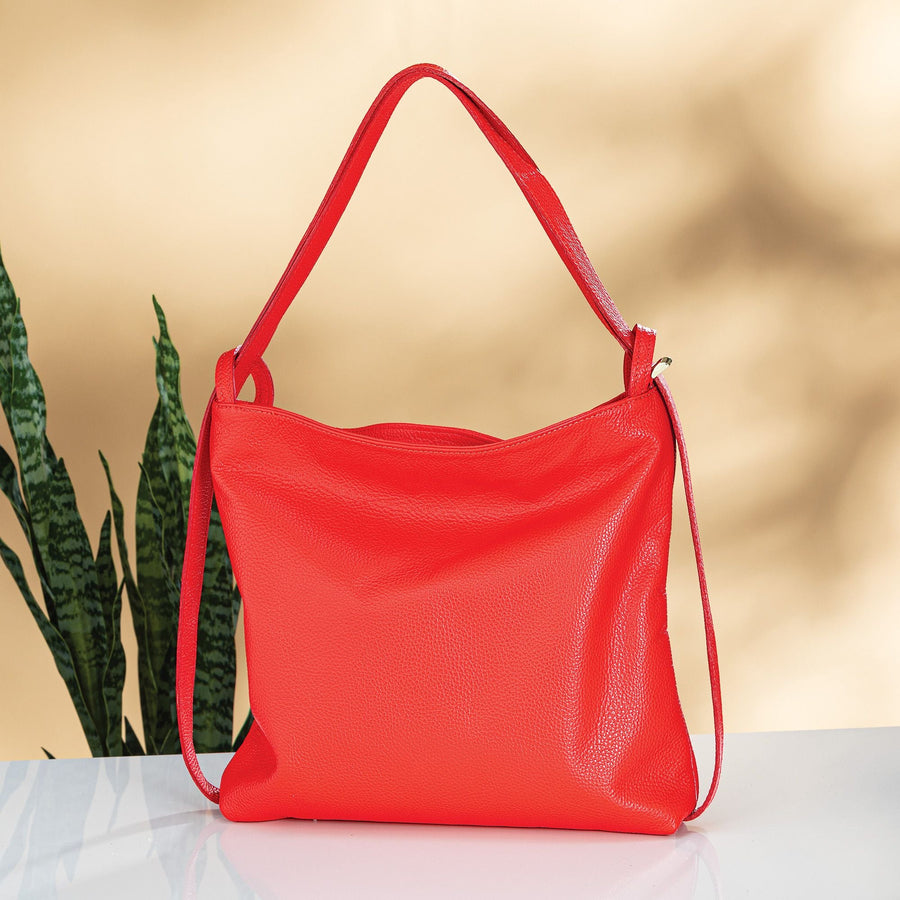 Mortella Red Italian Leather Handbag