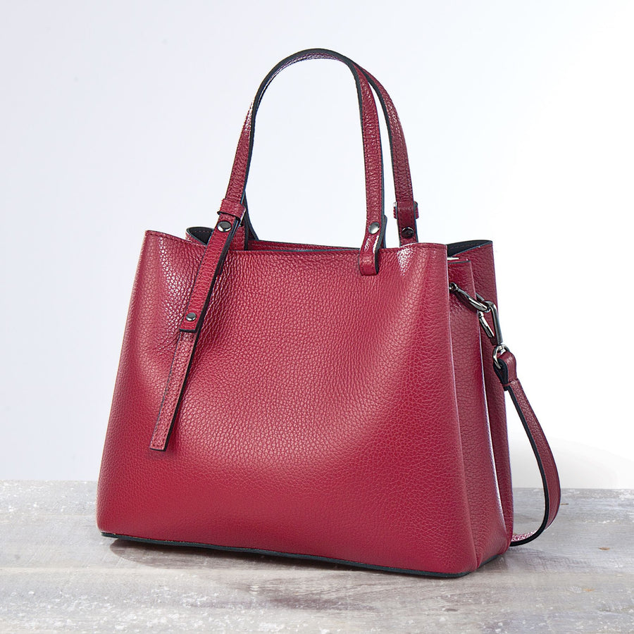 Italian Leather ''Medici'' Burgundy Handbag