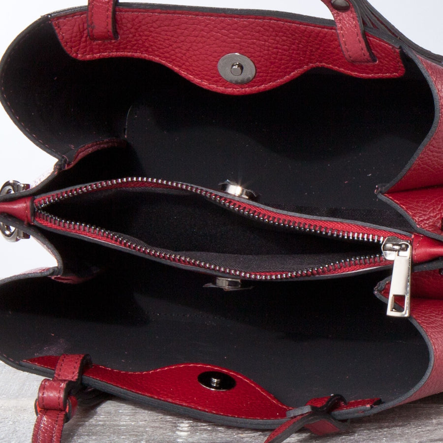 Italian Leather ''Medici'' Burgundy Handbag