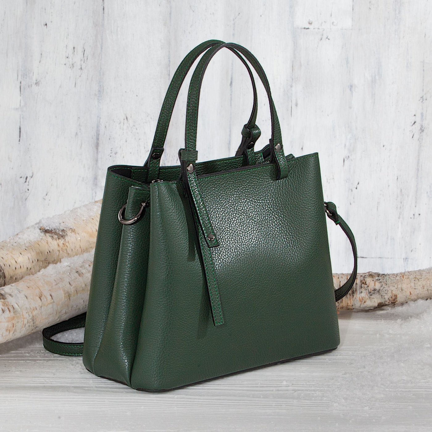 Italian Leather ''Medici'' Forest Green Handbag