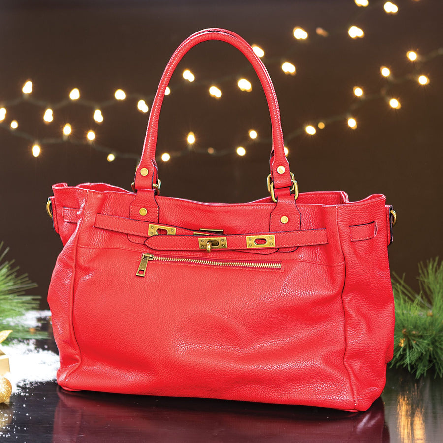 Lago Di Lugano Italian Leather Red Handbag
