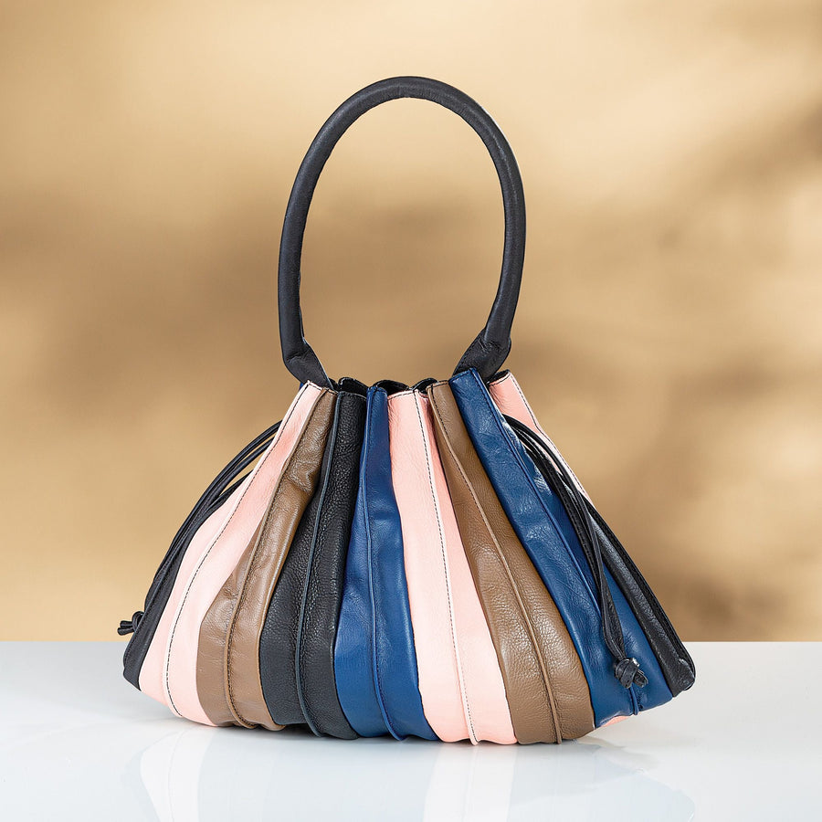 Italian Leather Corno Grande Multi-Colored Pink Handbag