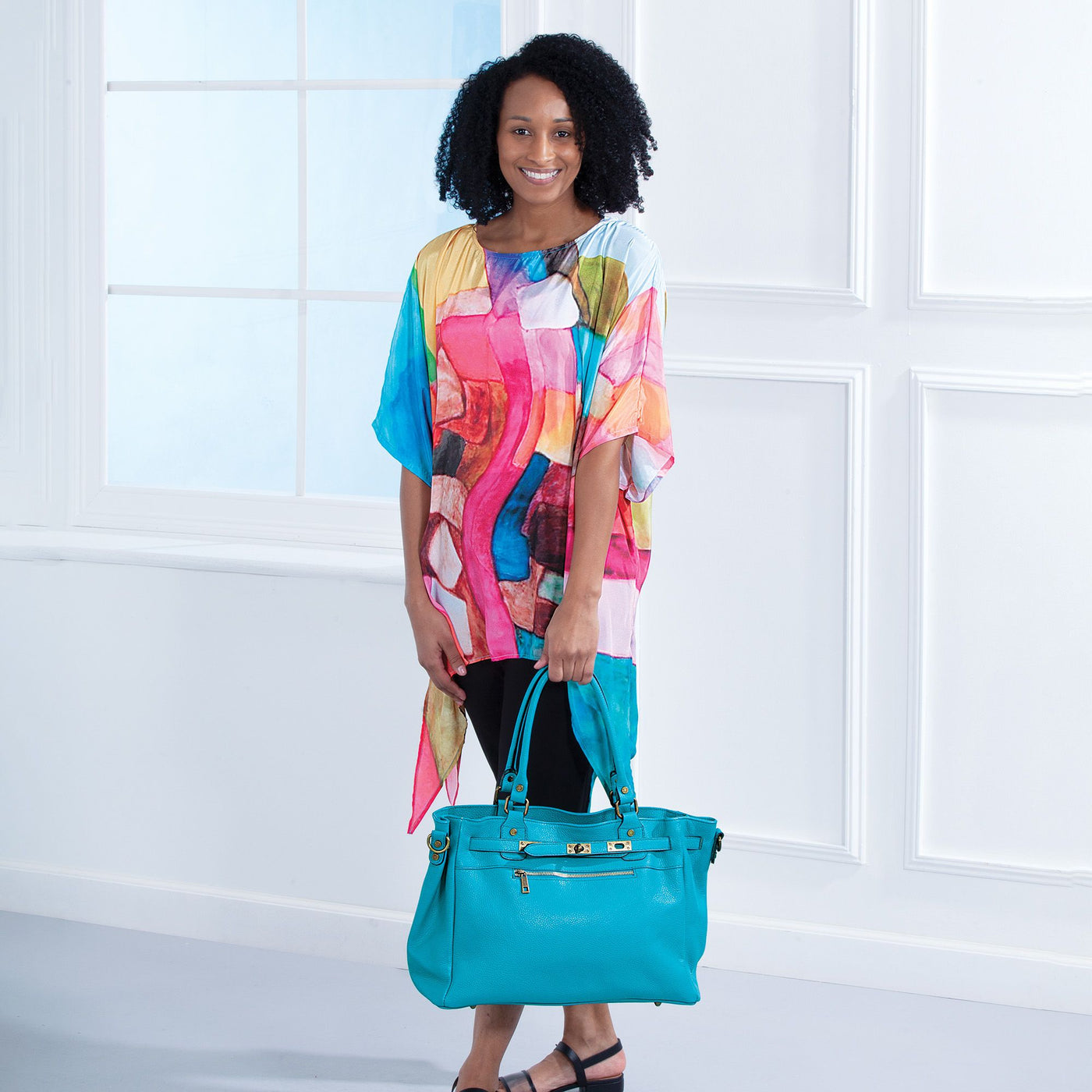 Lago Di Lugano Turquoise Italian Leather Handbag