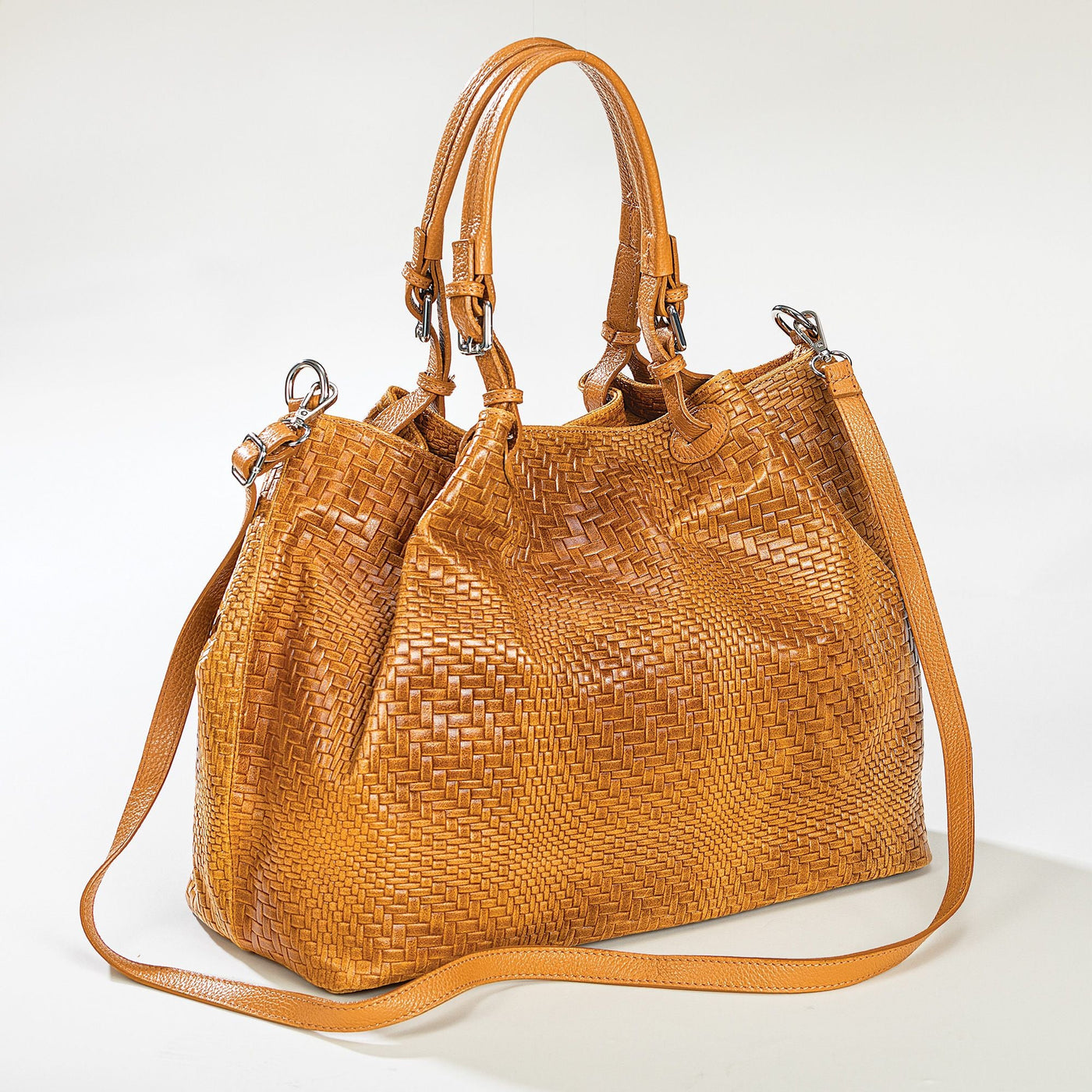 Italian Leather Caramel Bardini Handbag