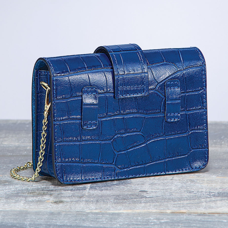 Italian Leather Orvieto Navy Handbag