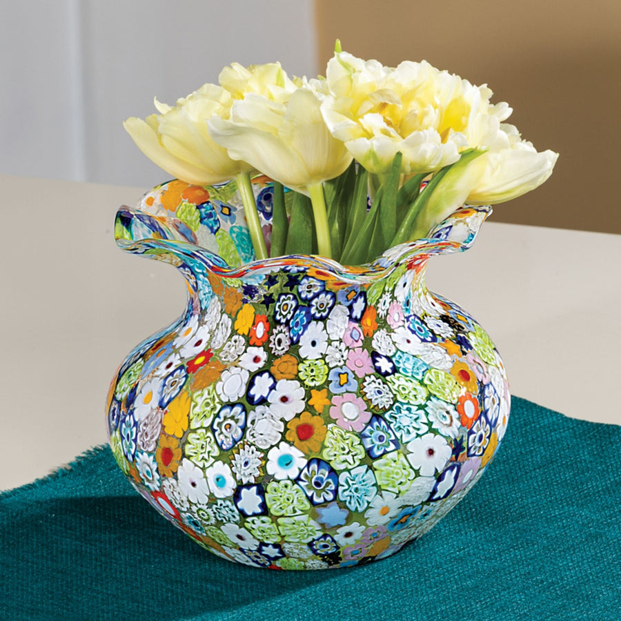 Murano Glass Multicolor Millefiori Vase