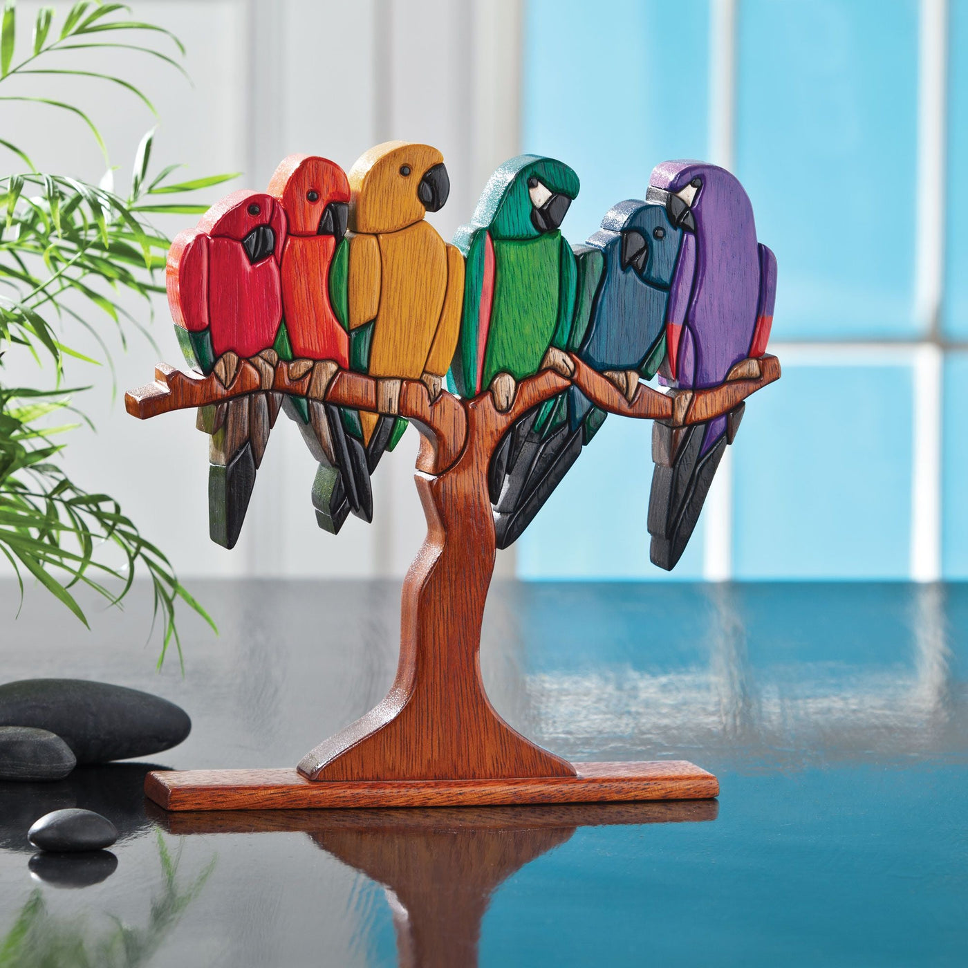 Marvelous Macaws Wooden Sculpture